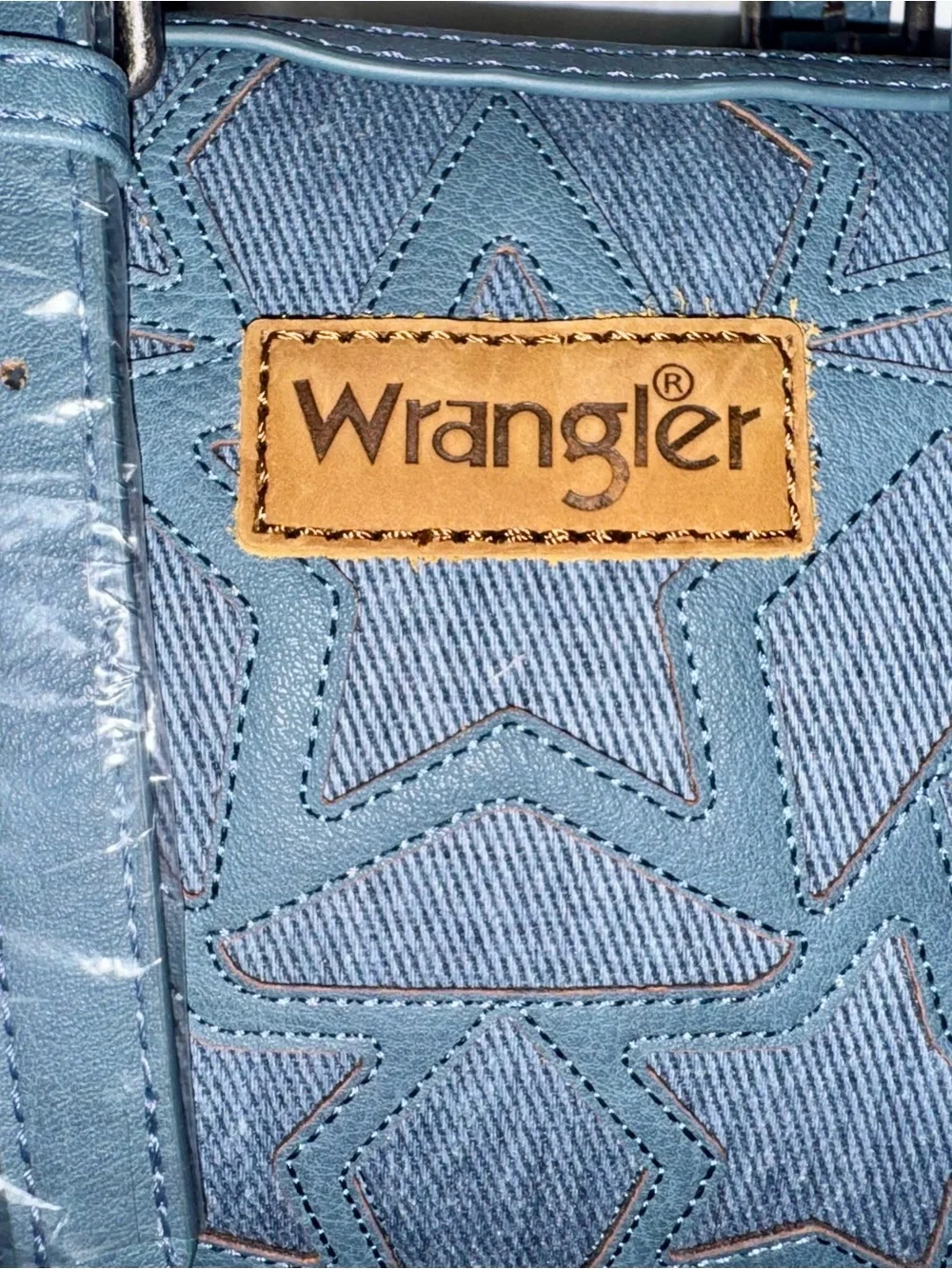 NEW Wrangler Denim Star Western Satchel Crossbody Bag NWT Blue Purse